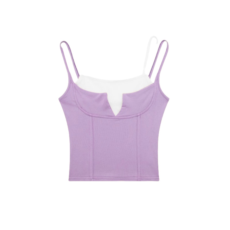 Contrast Color Fake Two Piece Tank