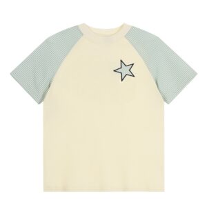 Striped & Star Print Color-block T-shirt