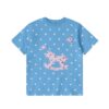 All-Over Star Print & Rocking Horse Appliqué T-Shirt — Blue