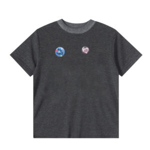 Striped T-Shirt With Playful Graffiti Print — Black
