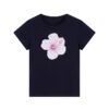Retro Floral Print T-Shirt (Regular Shoulder) — Navy Blue