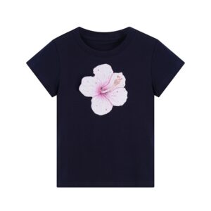 Retro Floral Print T-Shirt (Regular Shoulder) — Navy Blue